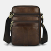 Sac à bandoulière en cuir de couleur unie décontracté pour hommes en cuir véritable