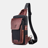 Sac à bandoulière en cuir véritable pour homme en cuir de vachette couleur contrastée rétro mode Chets