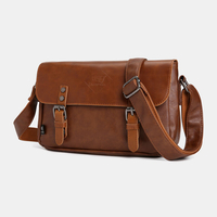 Sac à bandoulière en similicuir multi-poches imperméable vintage pour hommes