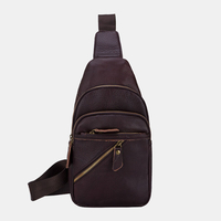 Sac à bandoulière léger multi-couches en cuir véritable pour homme