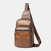 Sac à bandoulière multi-poches résistant à lusure en cuir véritable pour hommes