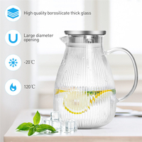 SAWAKE Carafe en Verre Bouilloire (2L/68oz) Carafe à Eau avec Couvercle en Acier Inoxydable 304 Bec verseur,  Filtre et B