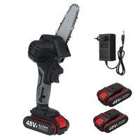 Scie à chaîne électrique Rechargeable 48 V 4 pouces tronçonneuse sans fil coupe-bois pour le travail du bois avec 2 pièc