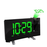 Sensible LED Horloge de projection numérique Radio FM Double réveil avec chargement USB Horloge électronique LED