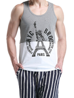 SEOBEAN New York Paris Veste imprimée pour hommes Coton Eté Loisirs Fitness Jogging Sport Tops