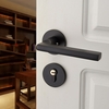 Serrure de porte en aluminium noir mat poignée de porte intérieure mécanique serrure à cylindre levier de verrouillage s