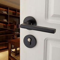 Serrure de porte en aluminium noir mat poignée de porte intérieure mécanique serrure à cylindre levier de verrouillage s