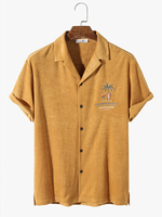 Serviette en tissu éponge pour hommes Chemises Cabana Broderie Palmier