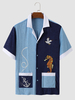 Serviette Homme Patchwork Voir Cheval Brodé Boutons Avant Col Revere Chemises Hawa ennes