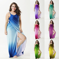 Sexy Femmes Gradient Longue Jupe de Plage Couvrir en Plein Air Sunscreen Sling Dress Sarong Serviette