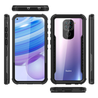 SHELLBOX pour Xiaomi Redmi Note 9 étui étanche IP68 écran tactile transparent PC + TPU antichoc anti-poussière étui de p