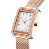 Shengke K0151 décoration strass cadran rectangulaire en cuir PU/bracelet en maille dacier 3ATM montre à quartz pour