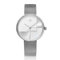 SHENGKE SK K0105L Ligne géométrique Simple Aiguille Cadran Femmes Full Steel Ladies Dress De Luxe Montre À Quartz