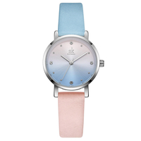 SHENGKE SK K8029 Montre À Quartz Avec Cadran Cristal Et Bracelet En Cuir De Luxe À La Mode