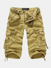 Short cargo extérieur multi-poches pour hommes Couleur unie Casual Genou Longueur Short en coton