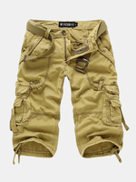 Short cargo extérieur multi-poches pour hommes Couleur unie Casual Genou Longueur Short en coton
