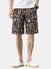 Short décontracté en coton à imprimé floral pour hommes