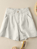 Short décontracté en coton uni avec poche froncée et boutons