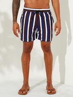 Short de bain à rayures multicolores pour homme Short de bain décontracté à doublure en maille à séchage rapide