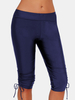 Short de bain sport taille moyenne avec cordon de serrage latéral de couleur unie pour femmes de grande taille