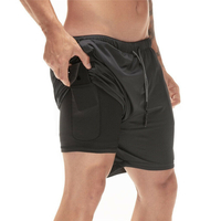 Short de course 2 en 1 pour hommes Pantalon court de jogging à séchage rapide à double pont avec poche pour téléphone