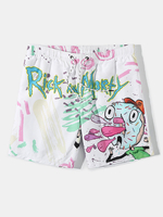 Short de plage à imprimé graffiti à séchage rapide pour homme avec poche