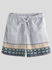 Short de plage pour hommes avec motif ethnique à séchage rapide et cordon de serrage