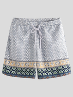 Short de plage pour hommes avec motif ethnique à séchage rapide et cordon de serrage