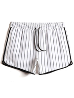 Short de plage uni rayé à séchage rapide avec reliure contrastée