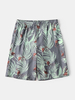 Short de pyjama décontracté pour homme à feuilles tropicales et imprimé flamant rose