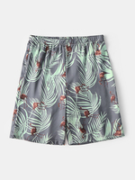 Short de pyjama décontracté pour homme à feuilles tropicales et imprimé flamant rose
