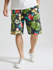 Short de vacances à cordon de serrage pour homme avec imprimé feuilles de fleurs
