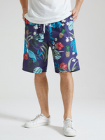 Short de vacances ample à cordon de serrage imprimé plantes tropicales pour hommes