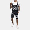 Short en denim pour hommes Sling Romper Tearing Letters