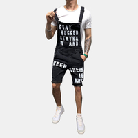 Short en denim pour hommes Sling Romper Tearing Letters