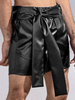 Short large en similicuir à taille élastique à lacets pour hommes