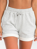 Short taille haute décontracté avec poche à cordon de couleur unie pour femmes