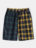 Short taille élastique à carreaux 100% coton pour homme
