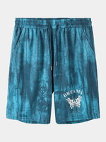 Short taille élastique à imprimé fleuri tie dye pour homme
