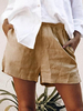 Short taille élastique en coton de couleur unie pour femme