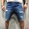 Short en jean droit pour homme Slim confortable Soft Jeans décontracté avec trou Camping en plein air Randonnée