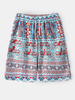 Shorts décontractés de vacances de cordon dimpression de style ethnique pour hommes avec poche