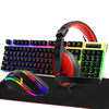 SHPADO 4 en 1 Clavier Souris Casque Tapis de Souris Combo 104 Touches Suspendues Translucides Keycaps Lueur colorée Rétr