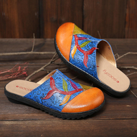 SOCOFY - Sandales plates en cuir véritable à lépissure