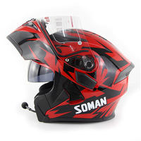 SOMAN 955 Moto Bluetooth Casque Intégral Style Oeil Rabattable Double Visières Avec BT Casque Écouteur