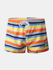 Soprt Hommes Colorful Stripe Drawstring Maillot De Bain
