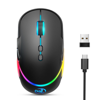 Souris HXSJ T200 2, 4 GHz réglable sans fil 1200-3200DPI Colorful souris de jeu Rechargeable rétro-éclairée rvb lumineuse