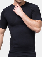 Sous-vêtements de compression sans couture de sport T-shirts Sous-chemise respirante à col en O élastique