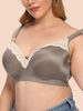 Soutien-gorge à armatures de couleur unie avec bordure en dentelle pour femmes