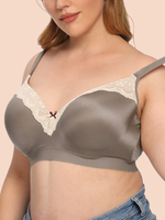 Soutien-gorge à armatures de couleur unie avec bordure en dentelle pour femmes